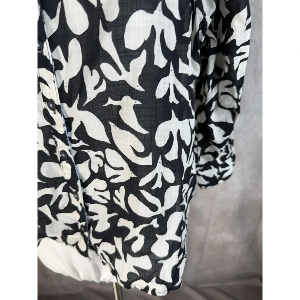 Danielle Knoll x Anthropologie Cotton Bird Print Puff Sleeve Blouse Size XS - Picture 8 of 8
